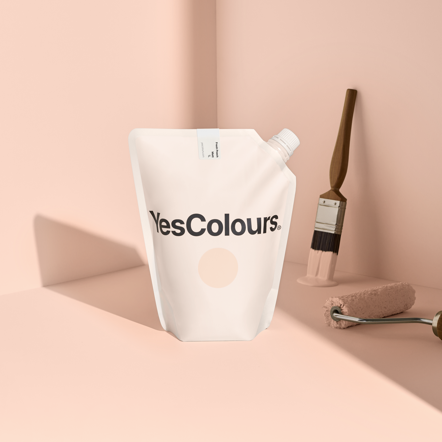 YesColours premium Fresh Peach matt emulsion paint Dulux paint, Coat Paint, Lick Paint