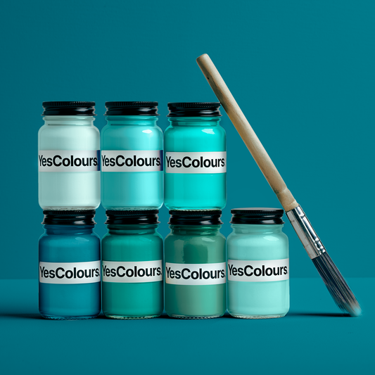 YesColours premium Aqua & Teal paint sample bundle