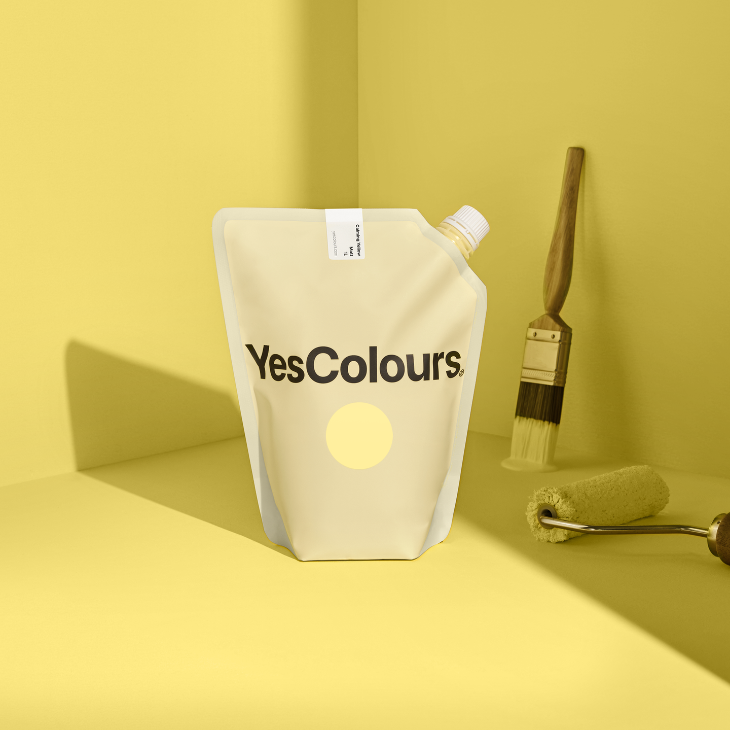 YesColours Calming Yellow matt emulsion paint , Calming Matt Emulsion Paint Yellow Yellows , Lick Paint, Coat Paint, Dulux Paint Calming-Yellow-matt-emulsion-paint-YesColours-2012