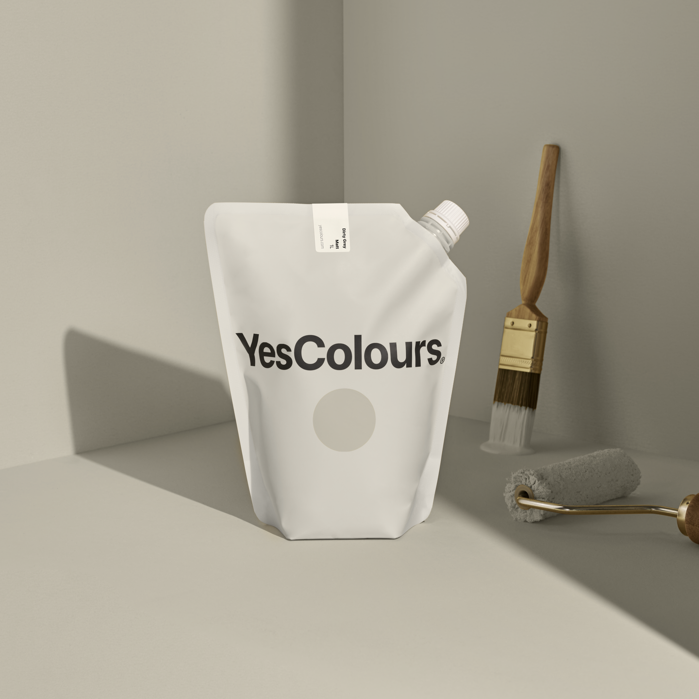 YesColours Dirty Grey matt emulsion paint , Black / Grey Dirty Dirty Collection Dirty Grey Greige Grey Grey / Black Greys Matt Emulsion Paint , Lick Paint, Coat Paint, Dulux Paint DirtyGreypouch1_1_3c216d53-0f5b-44d6-9106-1da2ed8f0a20