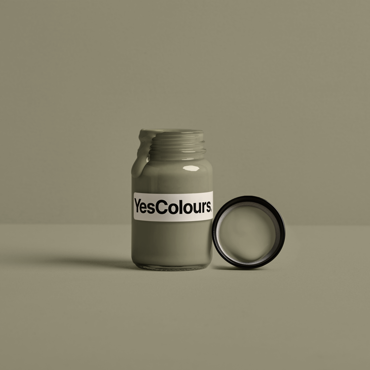 YesColours Dirty Olive Green paint sample (matt, 60ml) , Black / Grey Dirty Dirty Collection Dirty Olive Green Grey grey-black Greys Khaki Olive Olive Green Paint Sample , Lick Paint, Coat Paint, Dulux Paint DirtyOliveGreensamplepot1_1