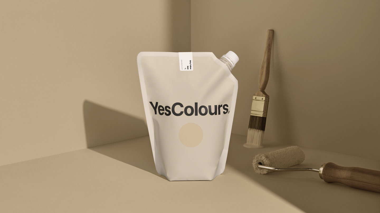 YesColours Dirty Yellow matt emulsion paint , Beige Dirty Dirty Collection Dirty Yellow Matt Emulsion Neutral Neutral / White neutrals Paint Stone Yellow Yellows , Lick Paint, Coat Paint, Dulux Paint DirtyYellowPouch16x9