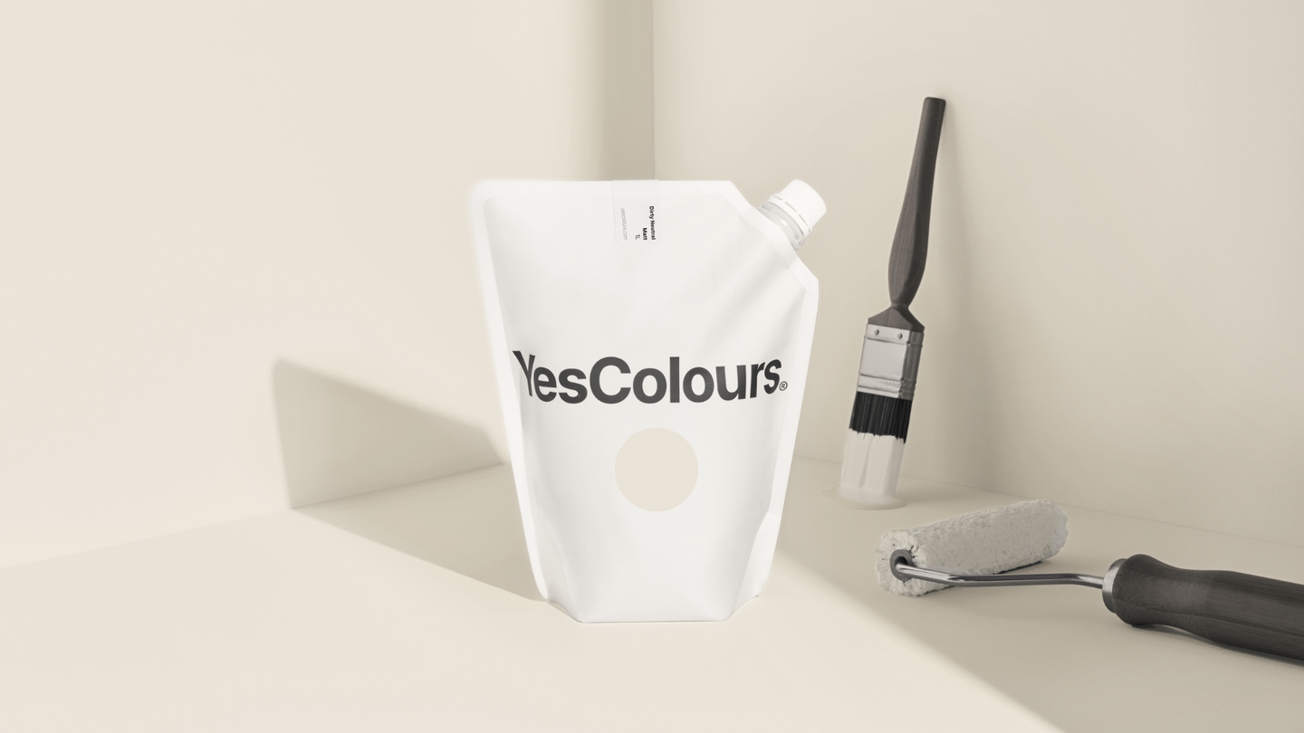 YesColours Dirty Neutral matt emulsion paint , Beige Dirty Dirty Collection Dirty Neutral Greige Matt Emulsion Neutral Neutral / White neutrals Paint , Lick Paint, Coat Paint, Dulux Paint Dirty_Neutral_pouch_16x9_dc4e22c3-ba03-4989-b954-c5eb2c596bf4