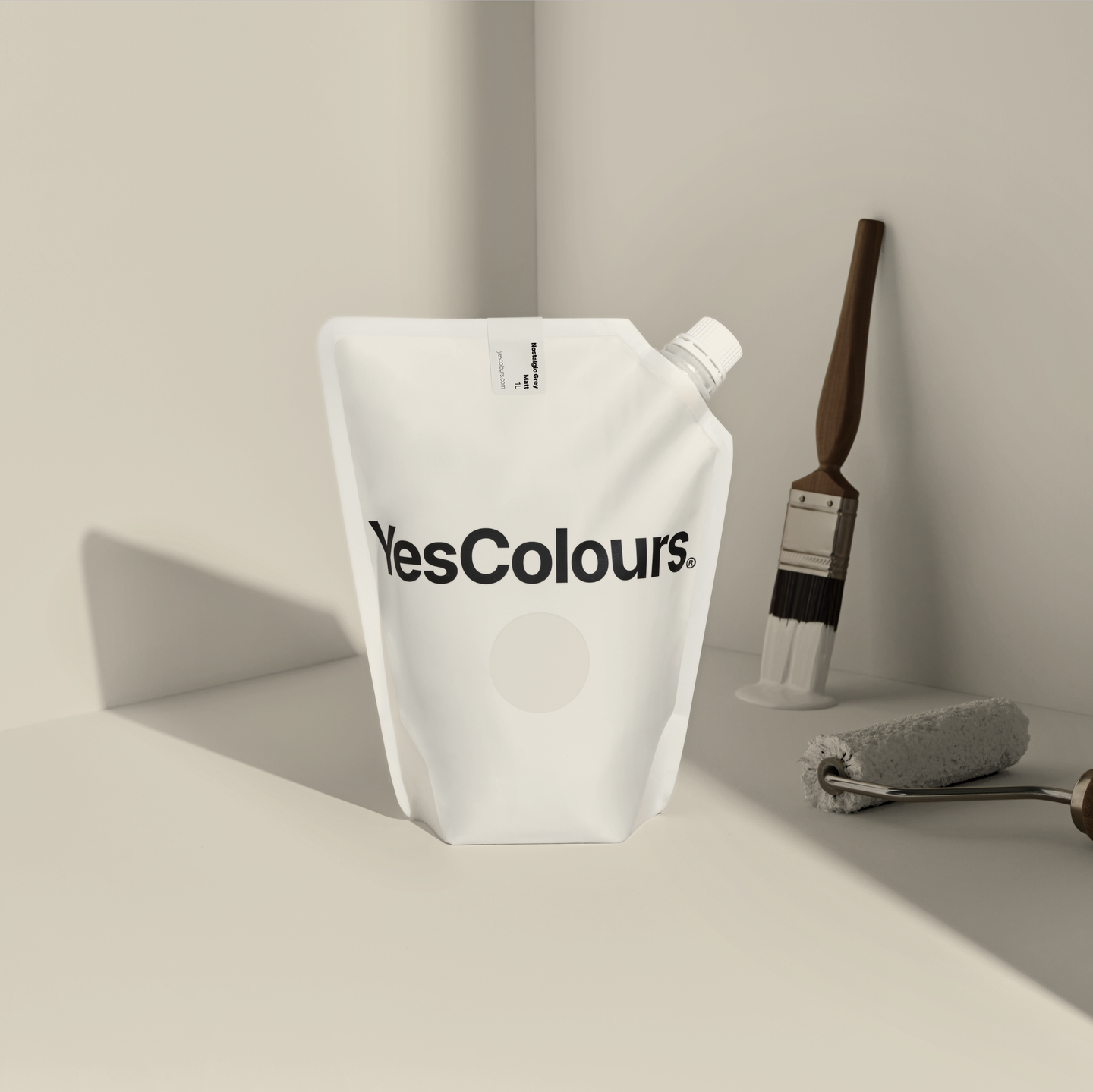 YesColours Nostalgic Grey matt emulsion paint , Black / Grey Grey Grey / Black Greys Griege Matt Emulsion Neutral Neutral / White neutrals Nostalgic Nostalgic collection Nostalgic Grey Paint Stone , Lick Paint, Coat Paint, Dulux Paint NostalgicGreypouch1_1