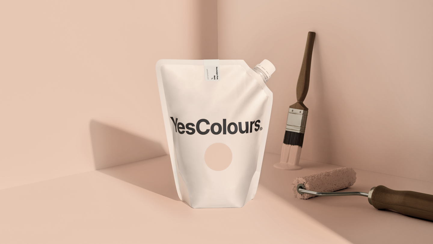 YesColours Nostalgic Pink matt emulsion paint , Blush Nostalgic Nostalgic collection Nostalgic Pink Peach Peaches Pink Pinks Plaster Red / Pink , Lick Paint, Coat Paint, Dulux Paint NostalgicPinkPouch16x9