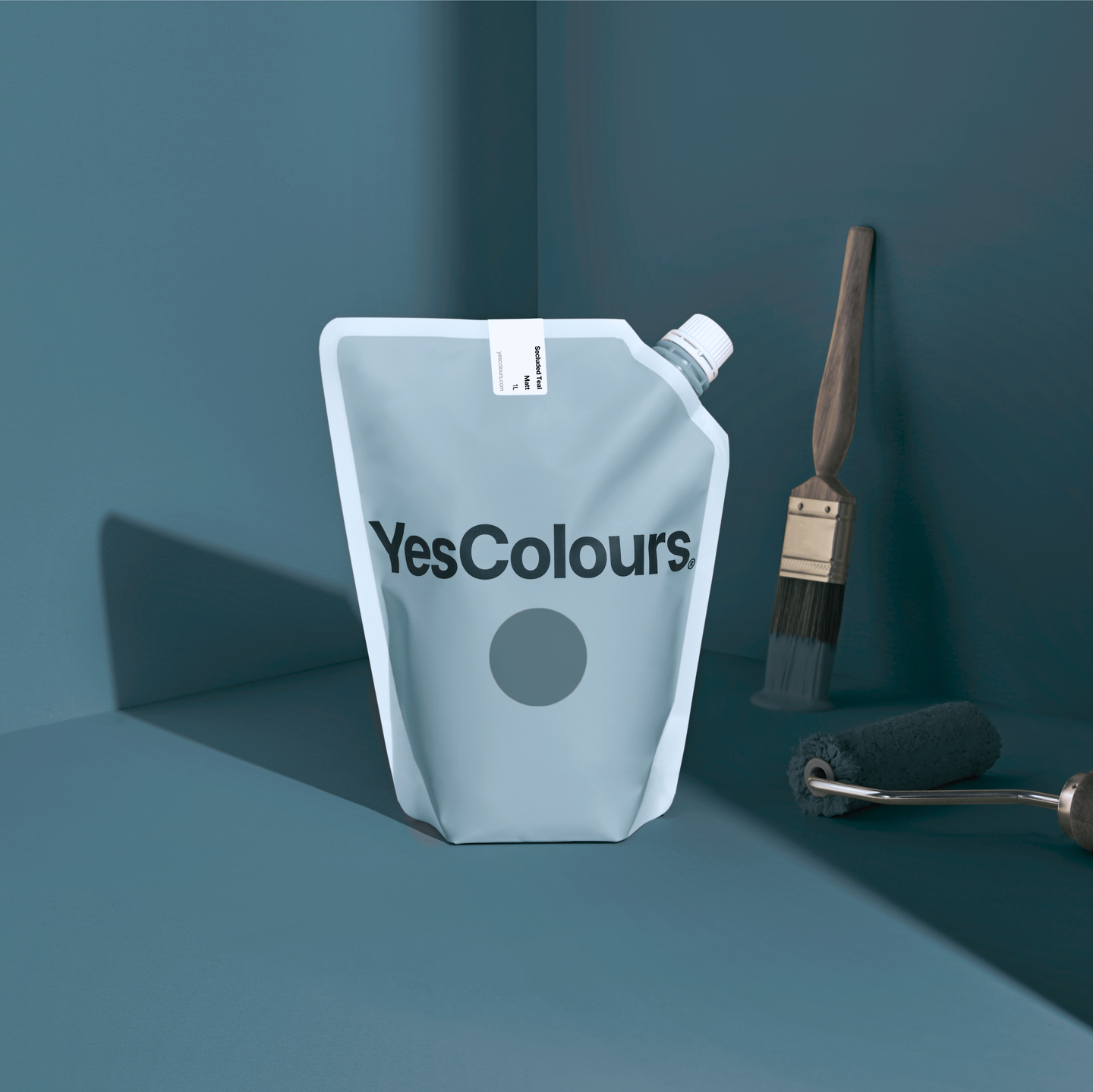 YesColours Secluded Blue matt emulsion paint , Blue Blues Matt Emulsion Paint Secluded Secluded Blue Secluded Collection , Lick Paint, Coat Paint, Dulux Paint SecludedBluePouch1_1