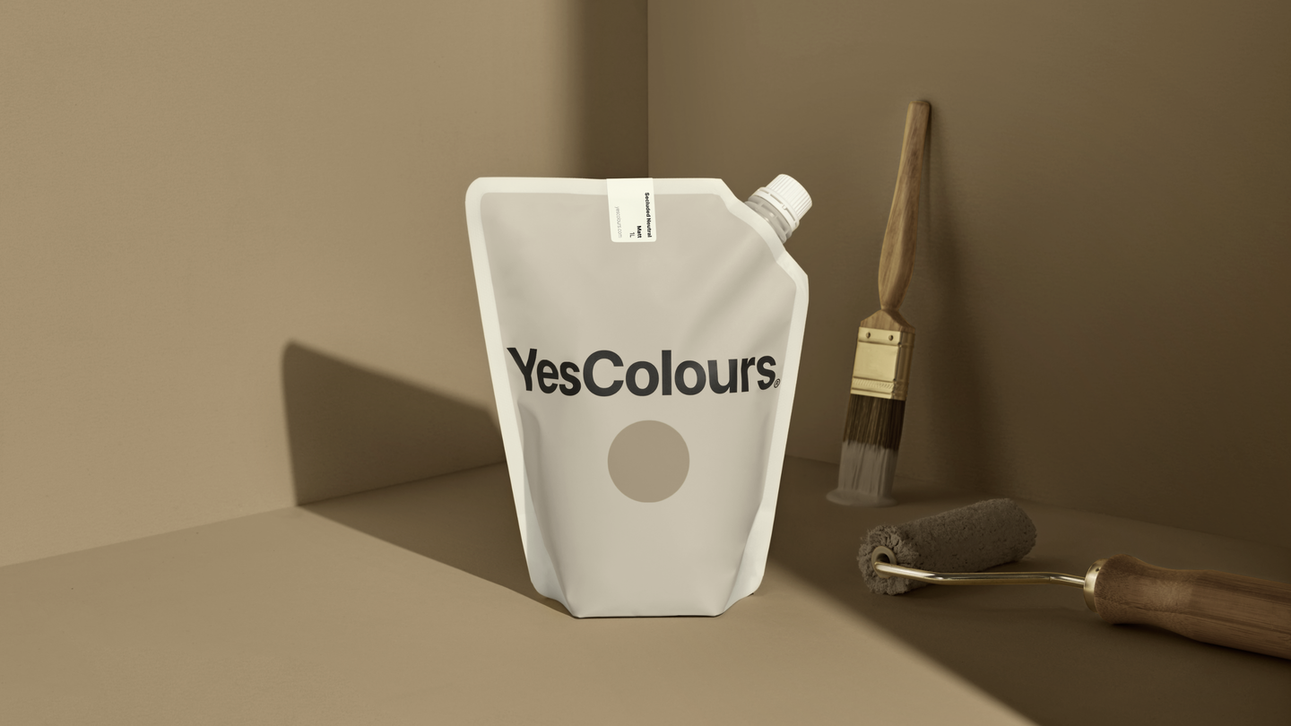 YesColours Secluded Neutral matt emulsion paint , Beige Brown Matt Emulsion Mushroom Neutral Neutral / White neutrals Paint Secluded Secluded Collection Secluded Neutral , Lick Paint, Coat Paint, Dulux Paint SecludedNeutralPouch16x9