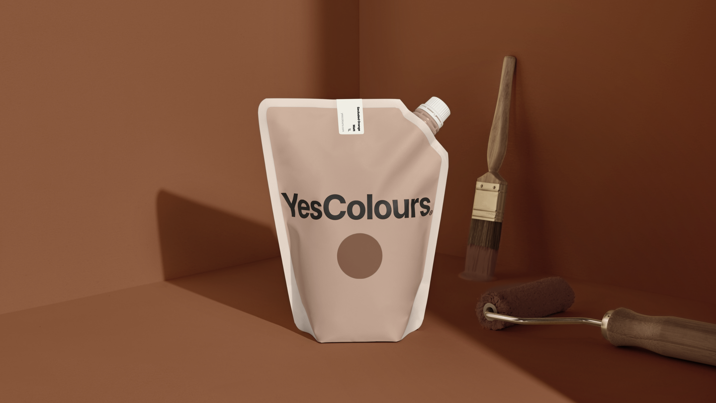 YesColours Secluded Orange matt emulsion paint , Bronze Brown Burnt Orange Matt Emulsion Orange Oranges Paint Peach / Orange Secluded Secluded Collection Secluded Orange Tawny , Lick Paint, Coat Paint, Dulux Paint SecludedOrangepouch16x9