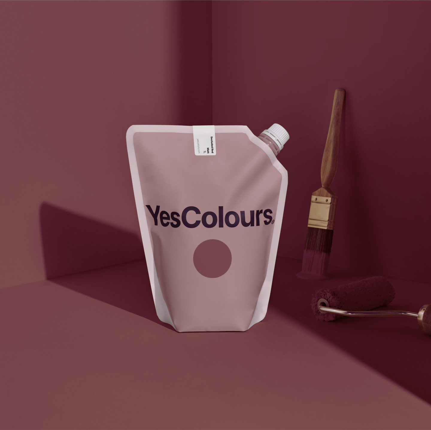 YesColours Secluded Red matt emulsion paint , Burgundy Matt Emulsion Mauve Paint Red Red / Pink Reds Secluded Secluded Collection Secluded red , Lick Paint, Coat Paint, Dulux Paint SecludedRedPouch1_1