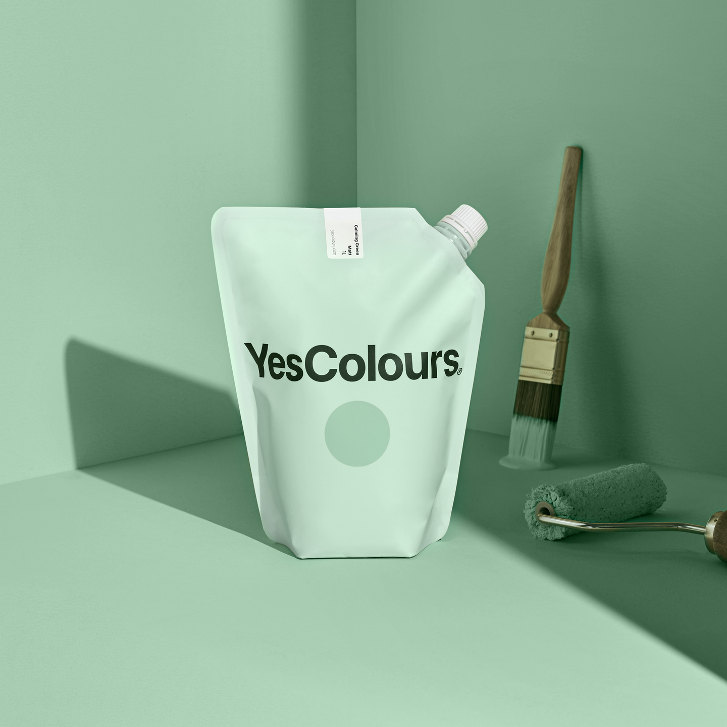 YesColours premium Calming Green matt emulsion paint