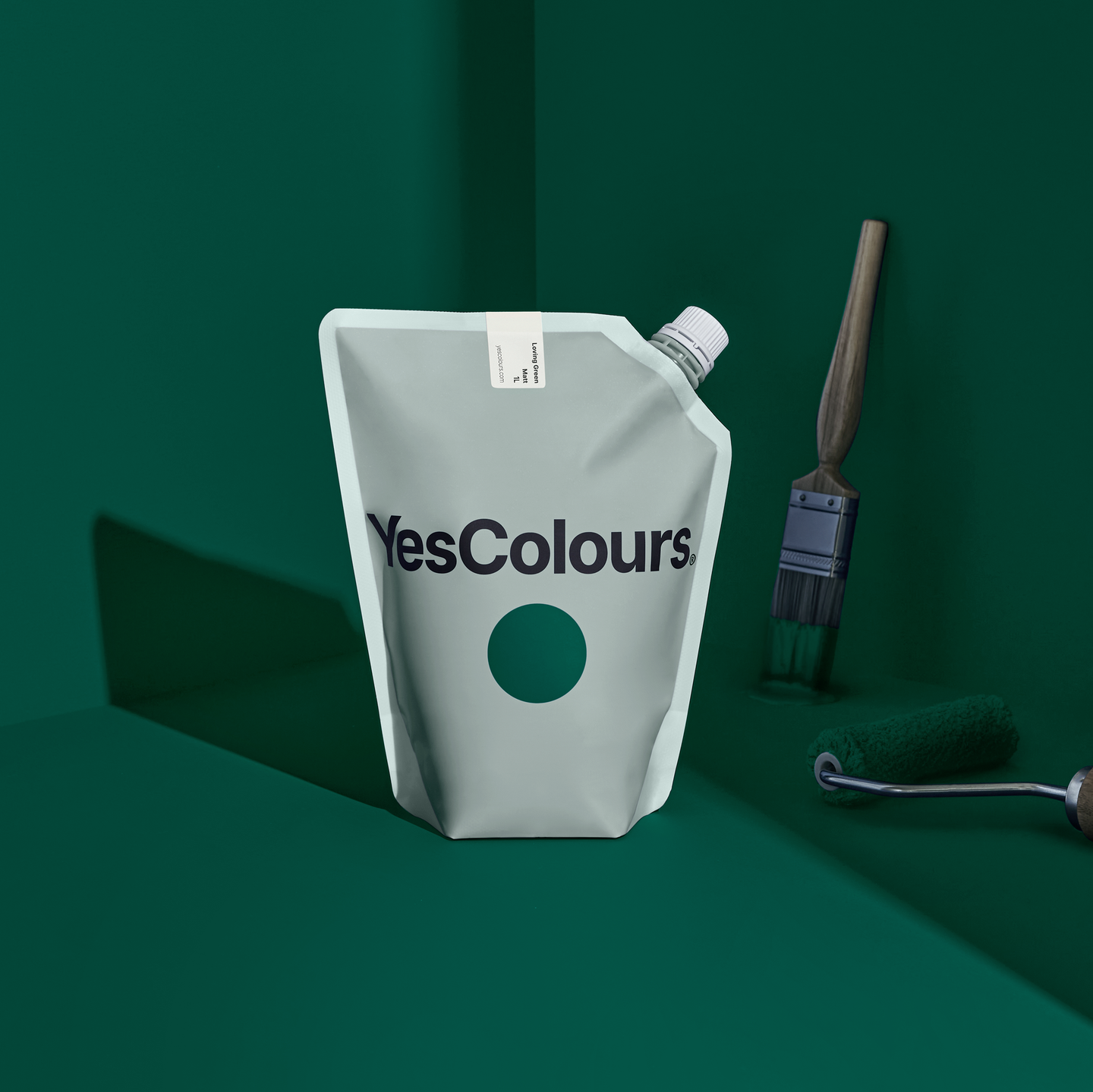 YesColours premium Loving Green matt emulsion paint