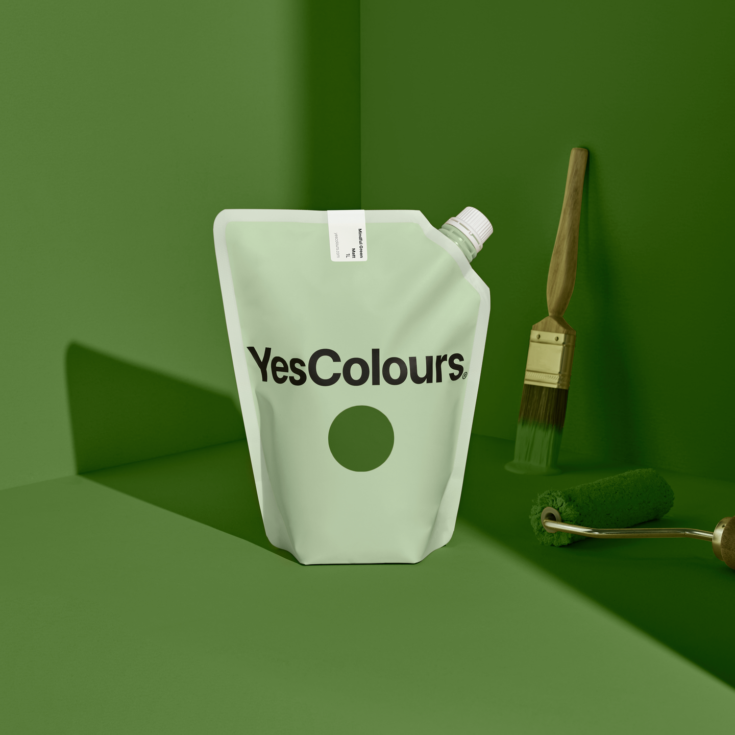 YesColours premium Mindful Green matt emulsion paint