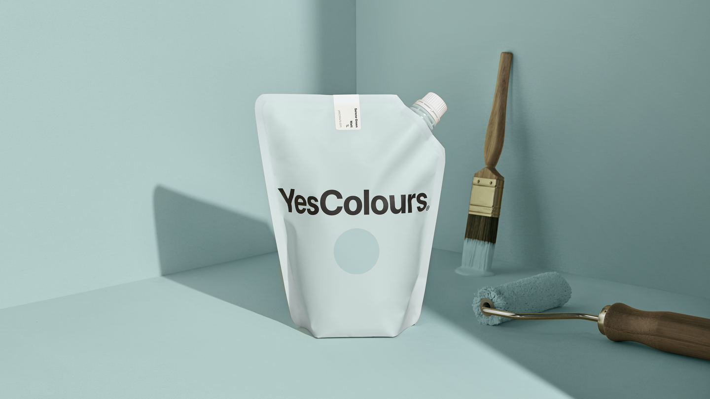 YesColours premium Serene Green matt emulsion paint